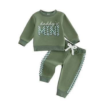 Long Sleeve Daddy's Mini Checkered Baby Set Sets The Trendy Toddlers Green 3-6 M 