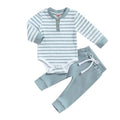 Long Sleeve Striped Baby Set Blue 0-3 M 