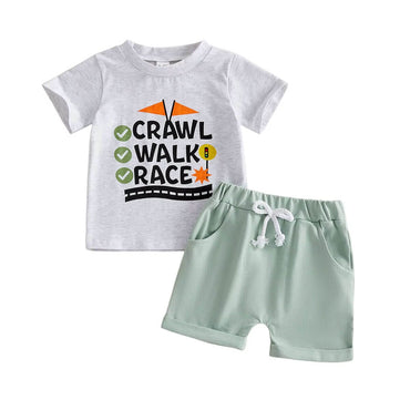 Short Sleeve Crawl Walk Race Baby Set