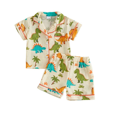 Short Sleeve Dino Collar Toddler Set