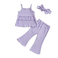 Solid Ruffled Top Flared Pants Toddler Set Purple 9-12 M