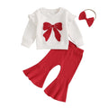 Long Sleeve Bow Flared Pants Baby Set