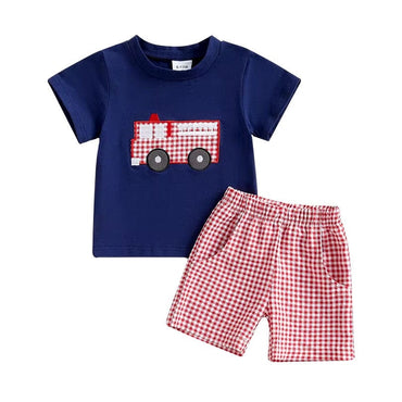 Short Sleeve Fire Truck Toddler Set   