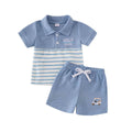 Short Sleeve Little Golfer Collar Toddler Set Blue 9-12 M
