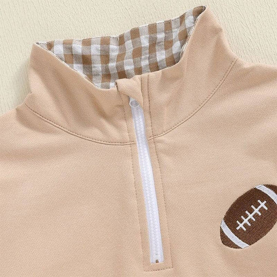 Long Sleeve Beige Football Toddler Sweatshirt