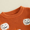 Halloween Pumpkin Knit Toddler Sweater Sweater The Trendy Toddlers 