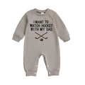 Long Sleeve Hockey Baby Jumpsuit Gray 0-3 M