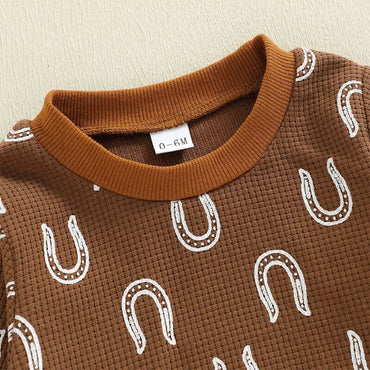 Long Sleeve Horseshoe Waffle Baby Set