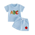Short Sleeve ABC Waffle Toddler Set Blue 12-18 M