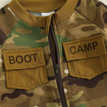 Long Sleeve Camo Zipper Baby Jumpsuit