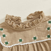 Long Sleeve Vintage Ruffled Baby Romper