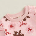 Long Sleeve Pink Christmas Baby Set   