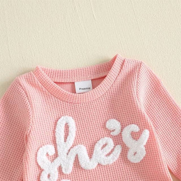 Long Sleeve She's Here Waffle Baby Set Sets The Trendy Toddlers 