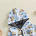 Construction Trucks Zipper Hooded Toddler Jacket