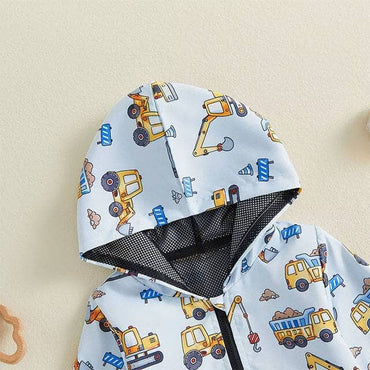 Construction Trucks Zipper Hooded Toddler Jacket Jacket The Trendy Toddlers 
