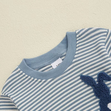 Long Sleeve Striped Bunny Baby Bodysuit