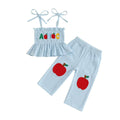 Tie Up Straps Back To School Toddler Set Blue 9-12 M