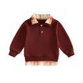 Long Sleeve Plaid Collar Toddler Sweatshirt