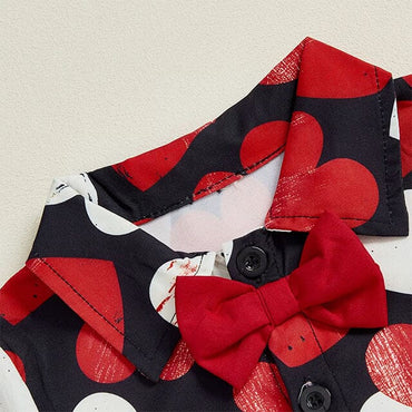 Short Sleeve Hearts Red Shorts Toddler Set