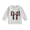 Football Bow Baby Sweatshirt Gray 3-6 M