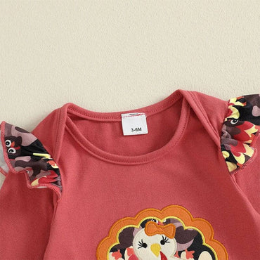 Long Sleeve Turkey Ruffled Baby Jumpsuit