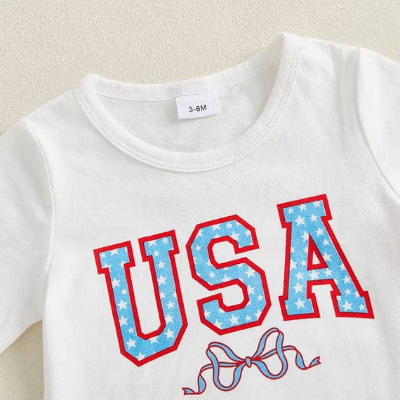 Short Sleeve USA Blue Skirt Baby Set