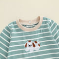 Long Sleeve Striped Puppy Baby Jumpsuit