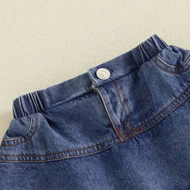 Double Layered Ruffles Denim Toddler Skirt