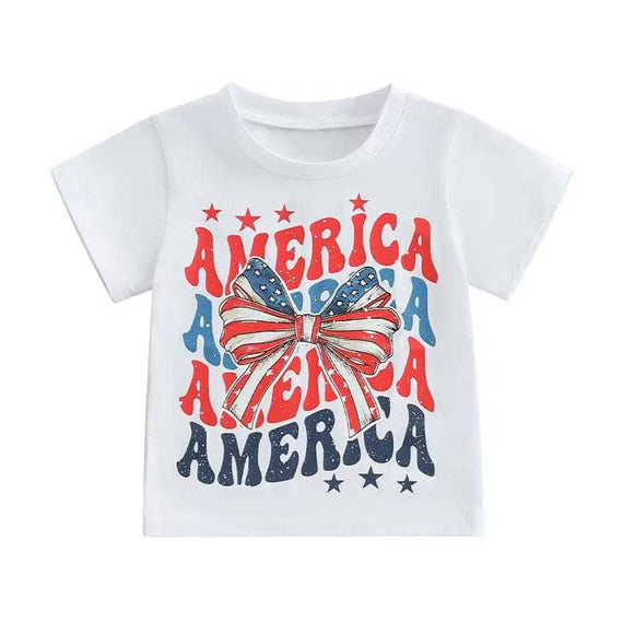 America Bow Toddler Tee White 2T