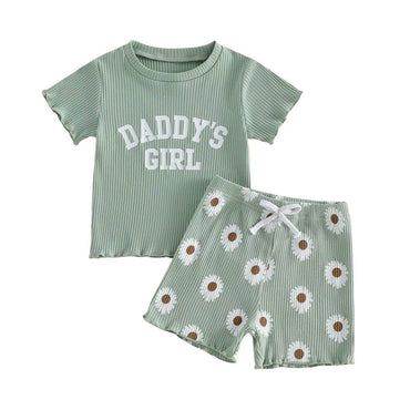 Short Sleeve Daddy's Girl Daisy Toddler Set Green 18-24 M
