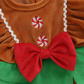 Short Sleeve Gingerbread Ruffled Baby Romper