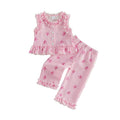 Sleeveless Bow Stripes Ruffled Pants Toddler Set Sets The Trendy Toddlers Pink 9-12 M 
