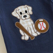 Short Sleeve Baseball Dog Baby Set