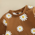 Long Sleeve Brown Daisy Baby Bodysuit   
