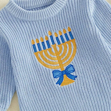 Long Sleeve Hanukkah Knit Baby Romper