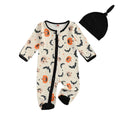 Long Sleeve Halloween Zipper Footed Baby Jumpsuit Beige 0-3 M