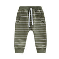 Solid Striped Baby Pants Green 3-6 M 