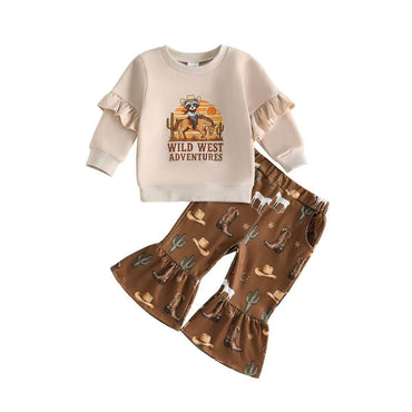 Long Sleeve Wild West Flared Toddler Set Sets The Trendy Toddlers Beige 9-12 M 
