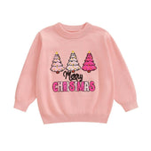 Merry Christmas Pink Toddler Sweater