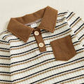 Long Sleeve Striped Collar Pocket Baby Set