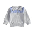 Long Sleeve Collar Gingham Toddler Sweatshirt sweatshirt The Trendy Toddlers Gray 12-18 M 