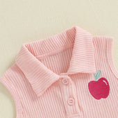 Sleeveless Apple Pleated Skirt Toddler Set