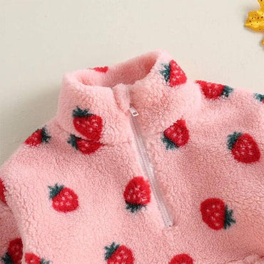 Strawberry Fleece Toddler Pullover Jacket The Trendy Toddlers 