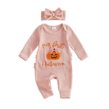 Long Sleeve My First Halloween Baby Jumpsuit Jumpsuit The Trendy Toddlers Pink 0-3 M 