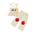 Tie Up Straps Back To School Toddler Set Beige 9-12 M