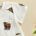 Short Sleeve Highland Cow Baby Romper Rompers The Trendy Toddlers 