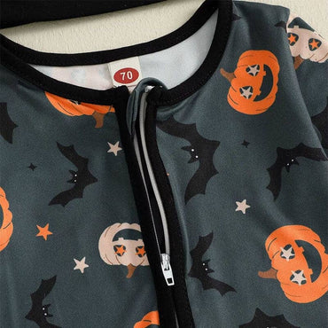 Long Sleeve Halloween Zipper Footed Baby Jumpsuit