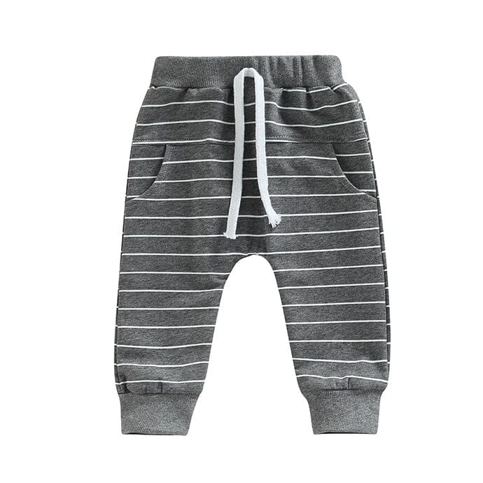 Solid Striped Baby Pants Gray 3-6 M 