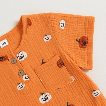 Short Sleeve Pumpkin Baby Set   