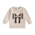 Football Bow Baby Sweatshirt Beige 3-6 M